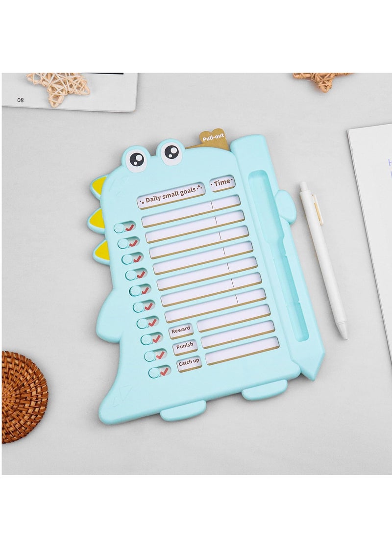 Kids Chore Chart  Reward Checklist: Dry Erase Daily Routine Board with Cute Animal Design | Responsibility Morning Schedule for Children, Toddlers | Home Behavior Management Tool (Blue) - Image 4